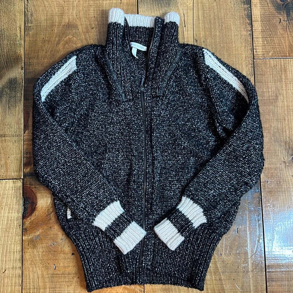 Victoria Secret knit full zip sweater black white size small